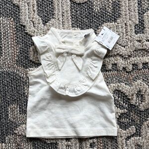 Janie and Jack Cream Ruffled Bow Top